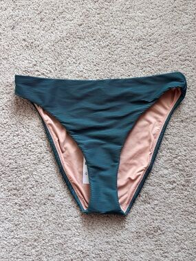 J.Crew Reimagined Womens Bikini Bottoms Olive Green Size M Textured Cheeky
